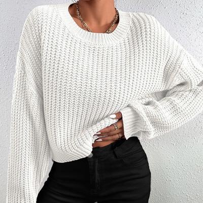Autumn and Winter New Women's Clothing Loose Short Jumper Round Neck Long Sleeve Knitted Sweater