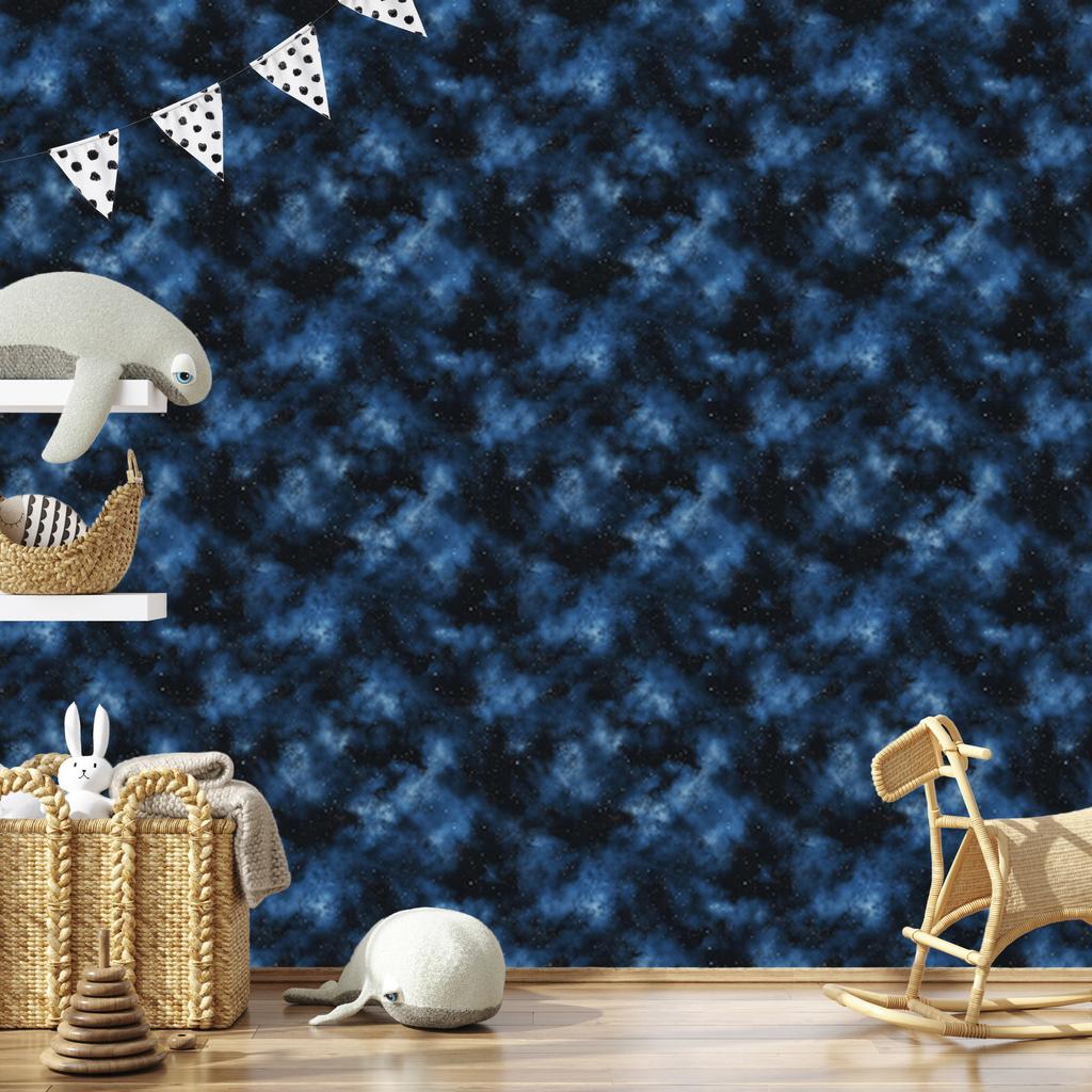 Watercolor Galaxy Navy Blue Wallpaper for Living Room and Bedroom 50x1000