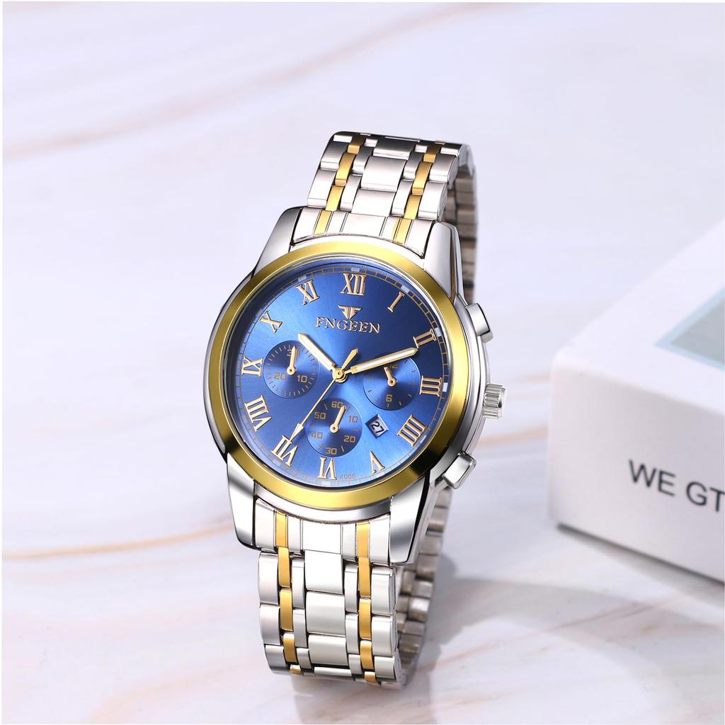 Stainless Steel Watch with 3ATM Water Luminous Analog Stylish Antique Quartz Watch In Silver and Blue A Fashionable Gift for or Your Boyfriend Men's