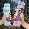 1PC Lady Umbrella Walking Painting 750ml Color Plastic Sports Water Bottle Leakproof Flip Straw Lid For Sports Office Home Use