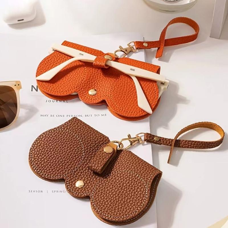 Pu Sonnenbrillentasche, Tragbares Brillenetui, Schutzhülle für Sonnenbrillen, Niedlicher Brillenclip, Minimalistische Damen-Brillentasche