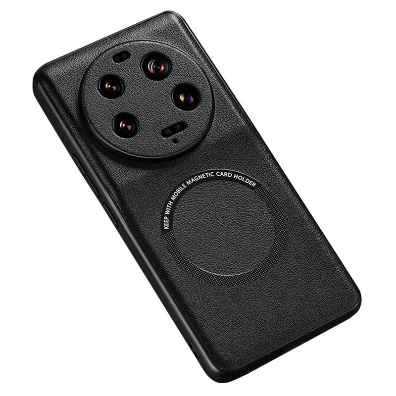 

For Xiaomi 13 Ultra Magnetic Case Compatible with MagSafe PU Leather Coated PC+TPU Phone Cover Black