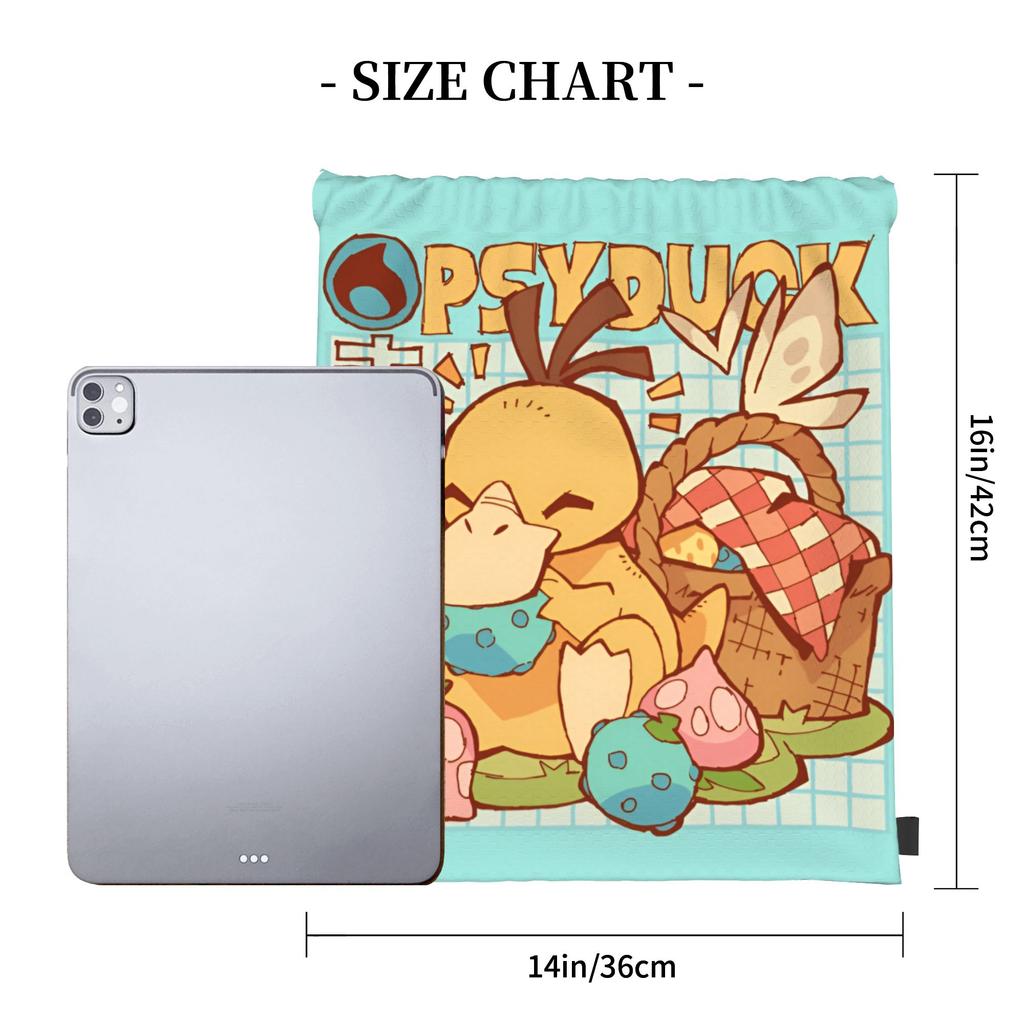 Custom P-Psyducks Drawstring Backpack Sports Gym Bag for Women Men Cartoon Shopping Sackpack
