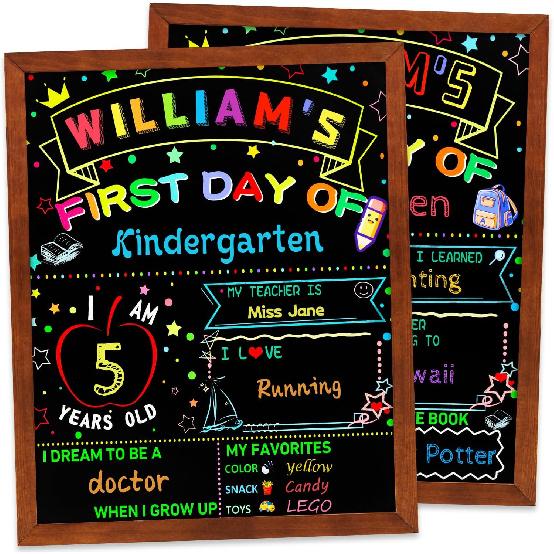 First and Last Day of School Double Sided Sign with Frame- 14”x11” Reble Dry Erase Board - Back To School Supplies for Kindergarten Preschool