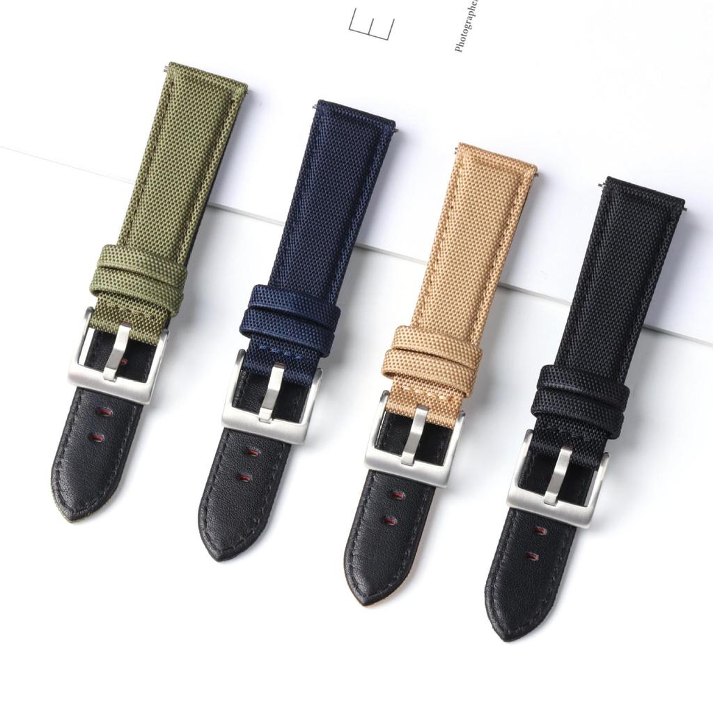Quick Release Nylon Watch Strap with Leather Inner Layer, Available In 20mm & 22mm for Smartwatches