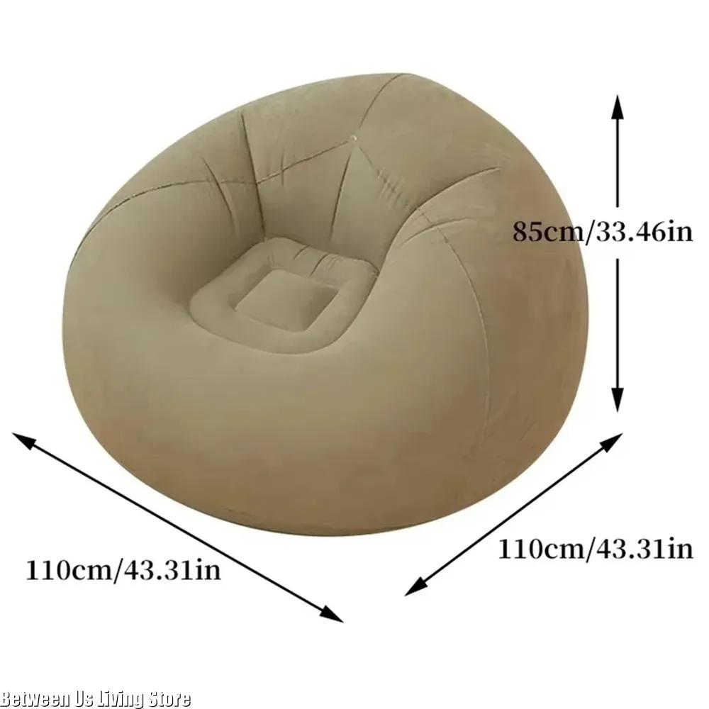 GGE Large Lazy Inflatable Sofa Chair - PVC Flocked Lounger Bean Bag Couch Tatami for Living Room & Outdoor Camping