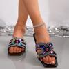Women Slippers Summer Casual Home Shoes Fashionable Versatile Sandals Rhinestone Flat Slippers Slides Women Zapatos De Mujer
