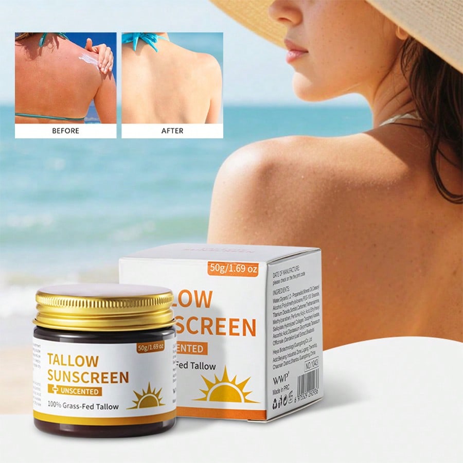 50g Organic Tallow Sunscreen Natural UV Protection Prevents Sunburn Redness for Healthy Skin
