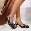 Sandale Slingback cu Toc Înalt și Buline cu Fundă pentru Femei, Încălțăminte Modă în Stil European.