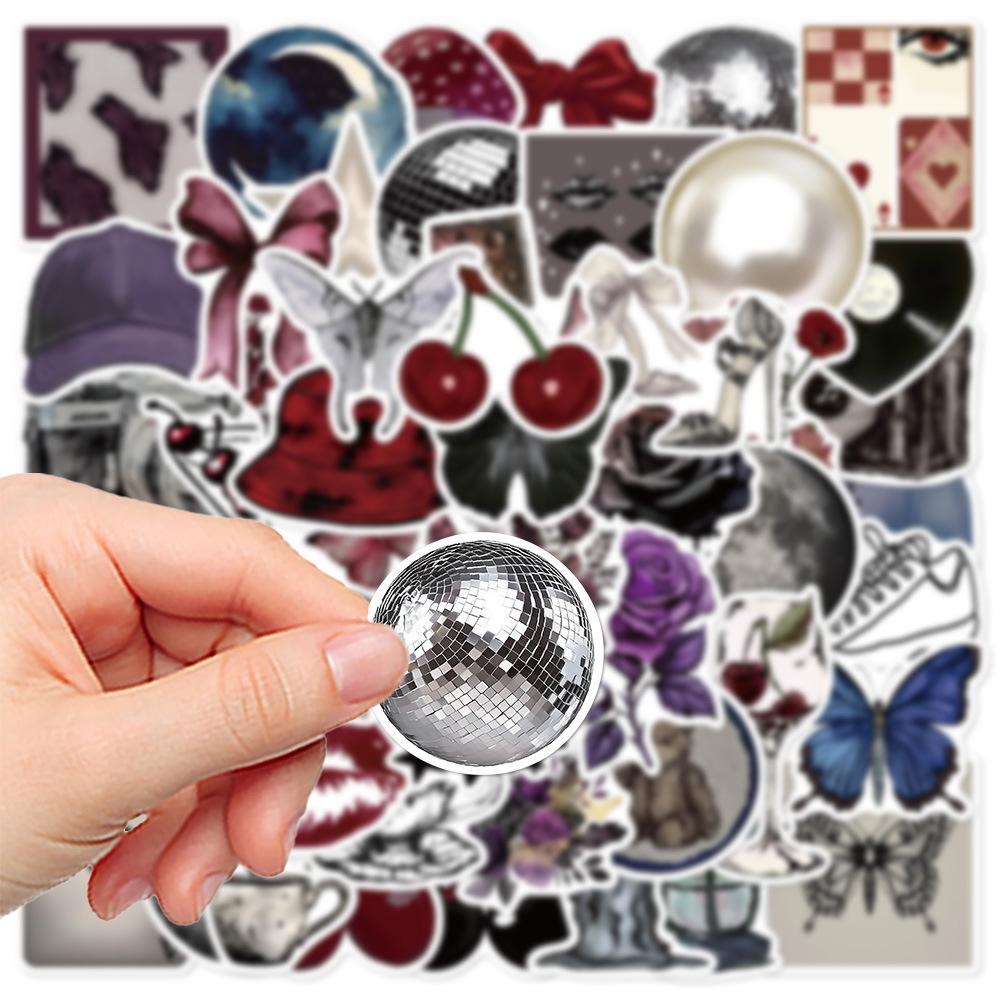 50pcs Downtown Y2K Girls Black Purple Aesthetics Graffiti Stickers DIY hone Guitar Laptop Suitcase Waterproof Sticker Kids Toys