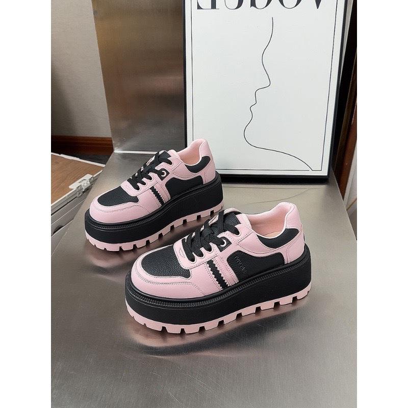 Retro Muffin Platform Shoes Women's 2025 Korean Version of the New Versatile Color Matching Height Increase Small Casual Sports Shoes