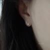 Gold-Plated S925 Sterling Silver Star and Moon Stud Earrings for Women - Micro-Set Mini Design, Cute and Exquisite.