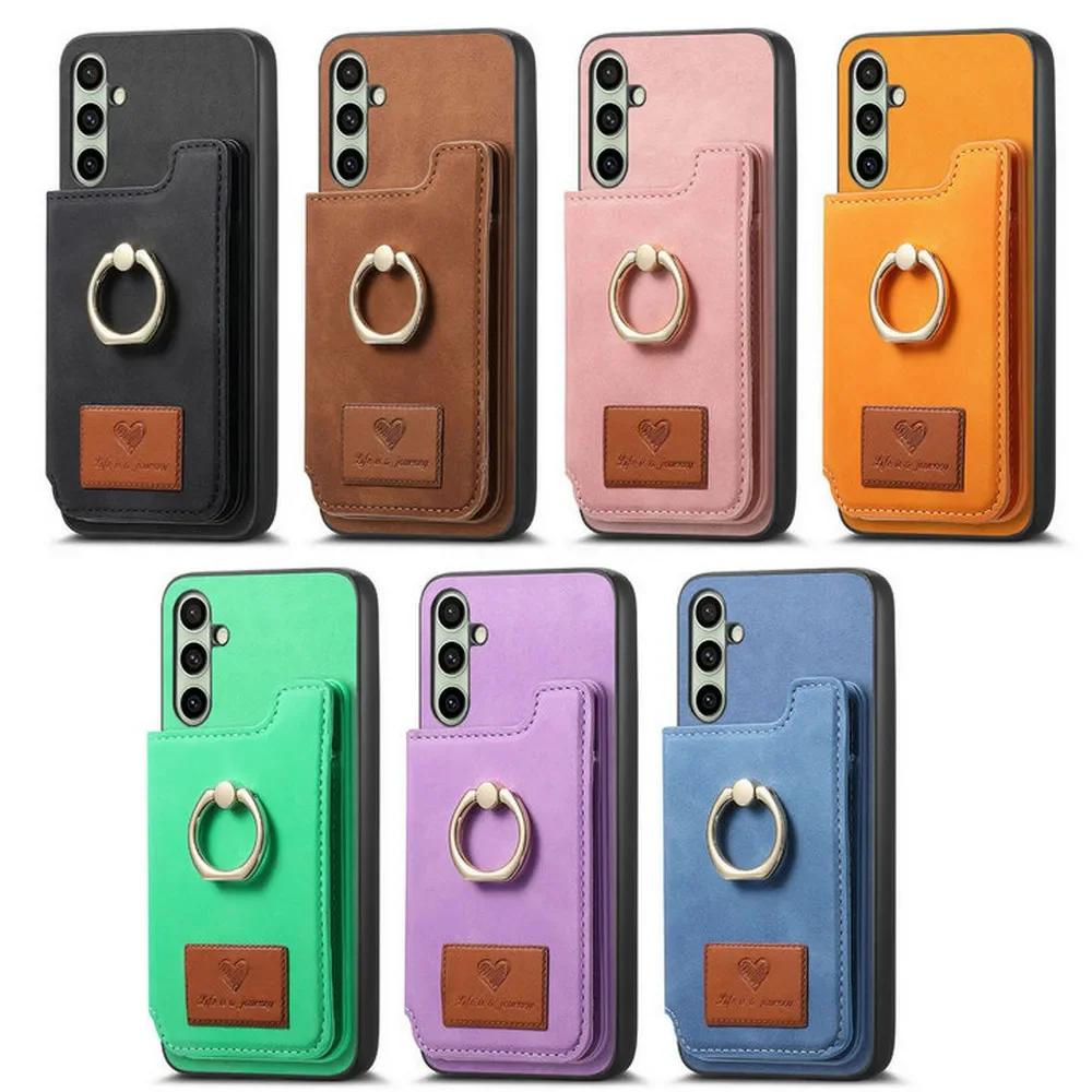 2 In 1 Detachable Cards Solt Wallet Leather Case For Samsung S25 Ultra S24 Plus S23 A56 A06 A16 A55 A35 A15 A05 A24 Ring Holder