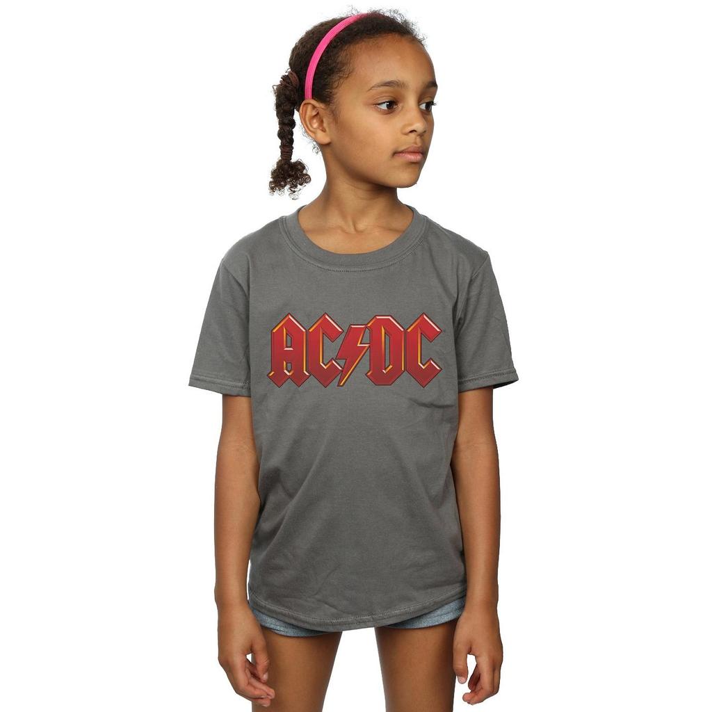 AC/DC Girls Dark Red Logo Cotton T-Shirt