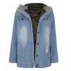 Veste en jean chaude d'hiver pour femmes, veste courte décontractée, veste doublée et rembourrée, col en fausse fourrure, veste en jean