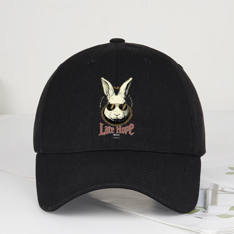 “Late Hare” Cute Bunny Baseball Cap Playful Retro Style Perfect For Daily Commutes & Outdoor Walks Animal Lovers & Holiday Gifts