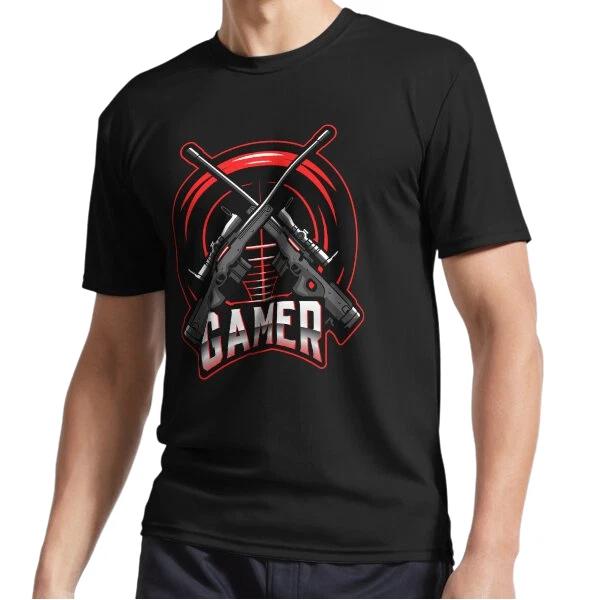 

New Gamer with Two Sniper Rifles Active Logo T-Shirt Funny Size S to 5XL XL
