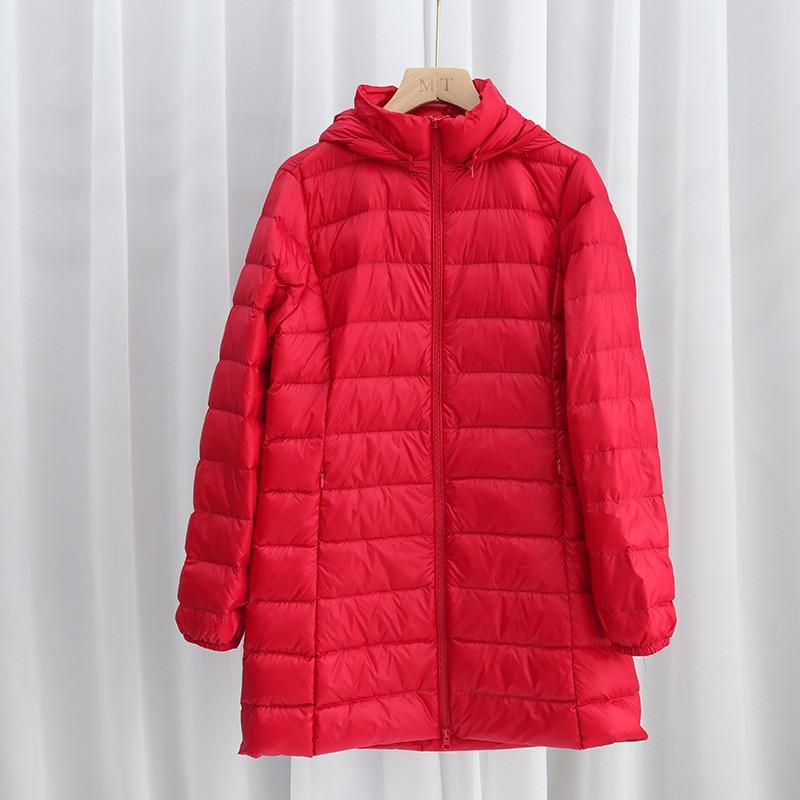 Womens Lightweight Detachable Hooded Down Coat Mid-Length Slim Fit Winter Jacket Daily Wear