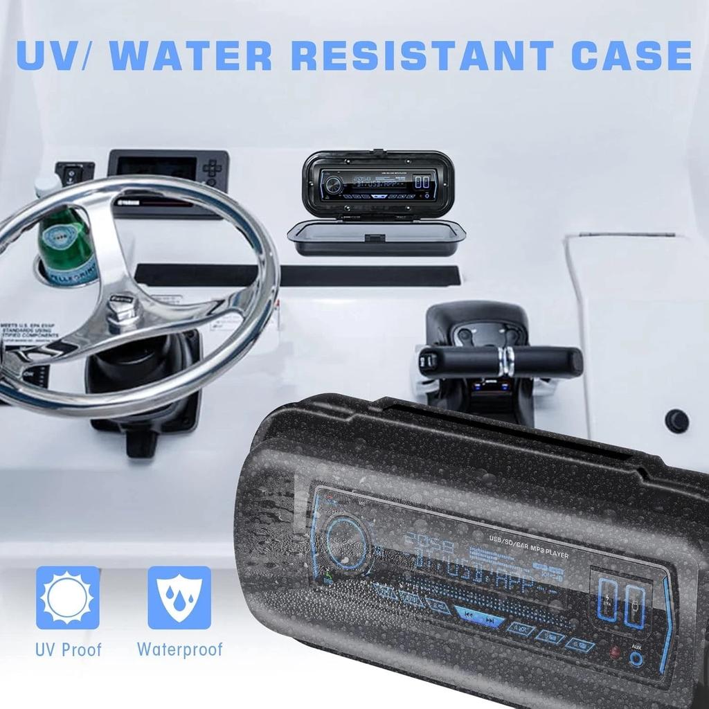 Marine Audio Cover Thick Plastic Marine Stereo Cover Weatherproof Marine Stereo Box Fully Sealed Boat Radio Dust Cover For Head 3
