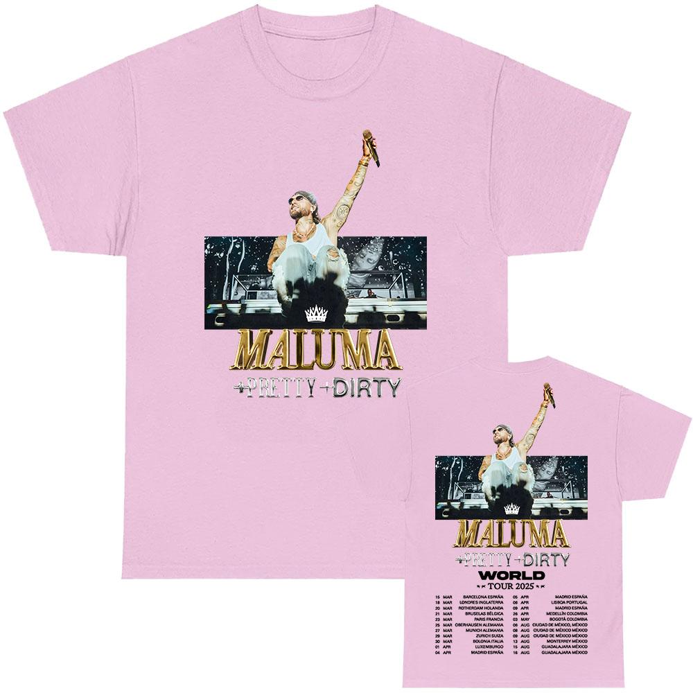 +pěkný +špinavý World Tour 2025 Trička Maluma Potisk Tričko Léto Krátký Rukáv Pánské Tričko Grunge Styl Módní Trička