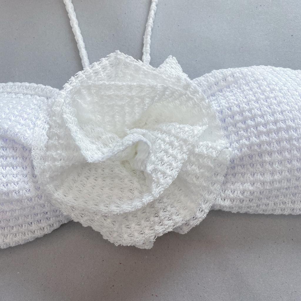 Dreiteiliger Bikini 3D-Blumen-Split-Damenbadeanzug