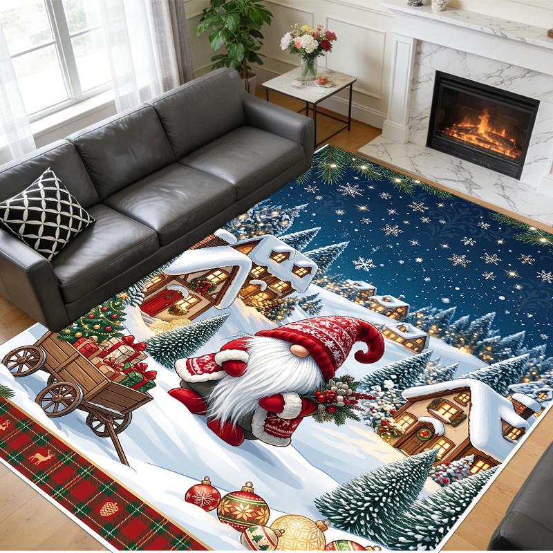 Christmas Printed Square Area Rug Soft Non Slip Floor Carpet For Bedroom Holiday Gift
