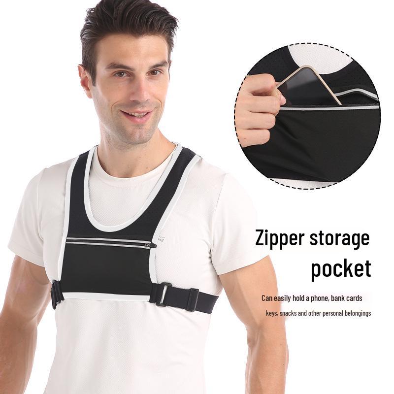 Unisex Reflective Running & Cycling Chest Vest with Water Bottle Holder