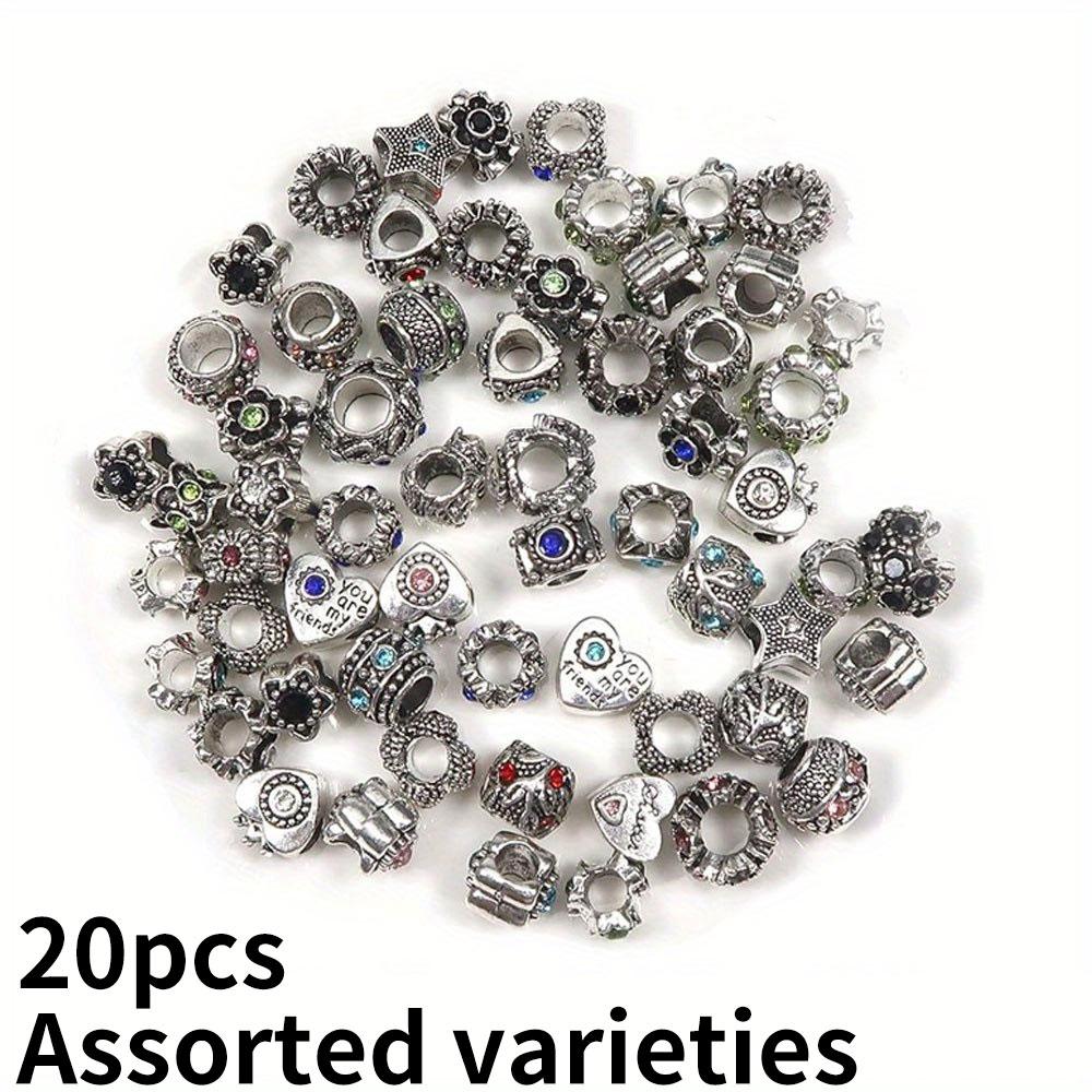 

20/50/100 шт. различных европейских аксессуаров для освещения, бусины с большими отверстиями, разнесенные бусины, ювелирные браслеты, ожерелья, принадлежности для изготовления ювелирных изделий 20pcs разноцветный