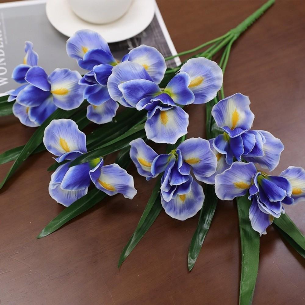 Real Touch Artificial Iris Flower Branch Realistic Cymbidium Branch Faux Flower  Living Room