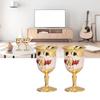 2pcs Metal Goblets Exquisite Painted Flower Pattern Vintage Court E Glass for Bar Drinkware Gift