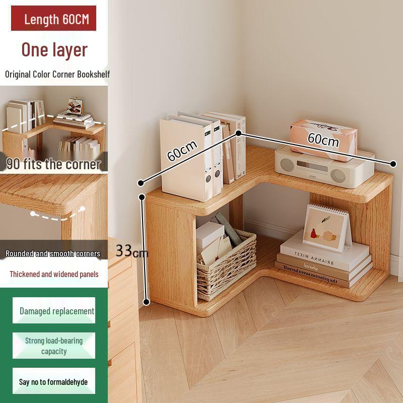 Solid Wood Corner Bookshelf - Multi-layer Storage Rack for Living Room