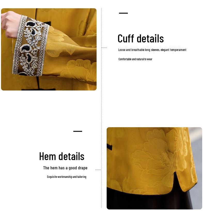 2025 Early Spring Chinese Jacquard Round Neck Frog Button Coat AH66606