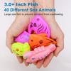 Magnetic Fishing Game Bath Toys for Kids with Poles Nets and 40 Floating Ocean Animals