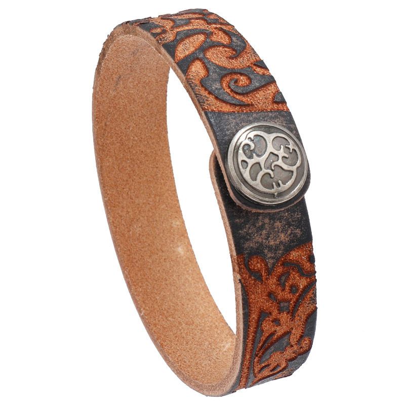 Fashion New Accessories Minimalist Artsy Retro Cattle Leather Bracelet Cross-Border Hot Selling DIY Lettering Light Board Men and Women Bracelet Vintage black
