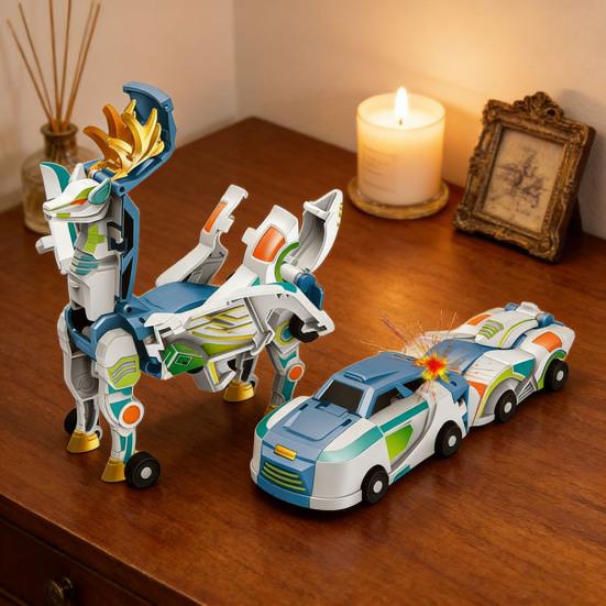 2 Stück Auto-Transformationsspielzeug Magnetische Kollision Verwandlungs-Hirschform 2-in-1 Interaktives Mechanisches Puzzle-Spielzeug