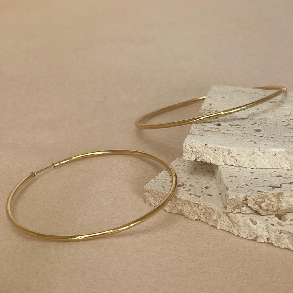 Nerezová ocel 12-70mm Minimalistické velké kruhové náušnice pro ženy Trendy Zlatá barva Kovové Hladké kulaté náušnice Šperky
