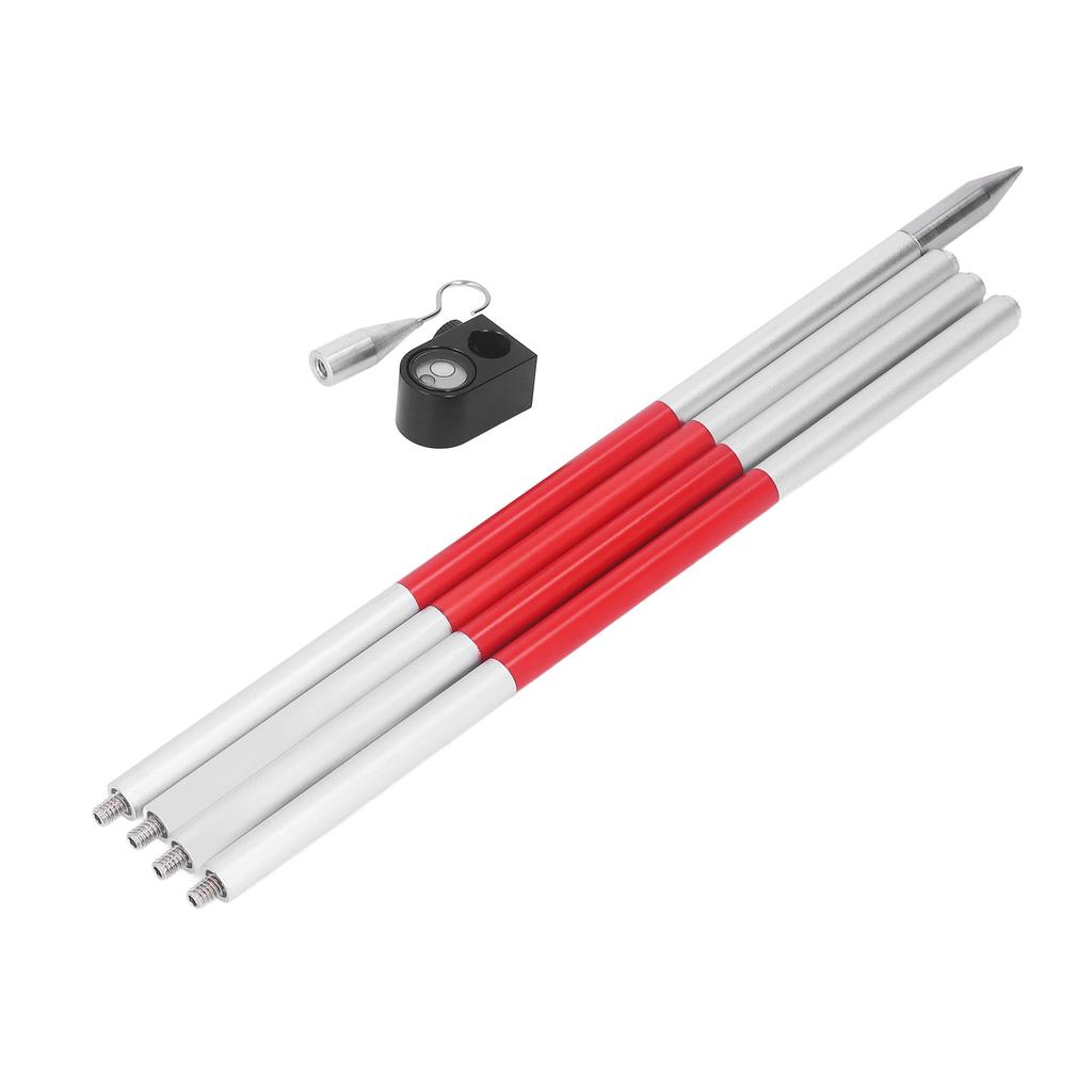 Prism Pole 4 Section Universal 1 4in Thread Aluminum Alloy Total Station Surveying Prism Rod