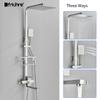Brushed Nickel Bathroom Shower Set Hot Cold Bathtub Mixer Faucet Quality Brass Bathroom Shower Tap Rainfall Bath Shower System