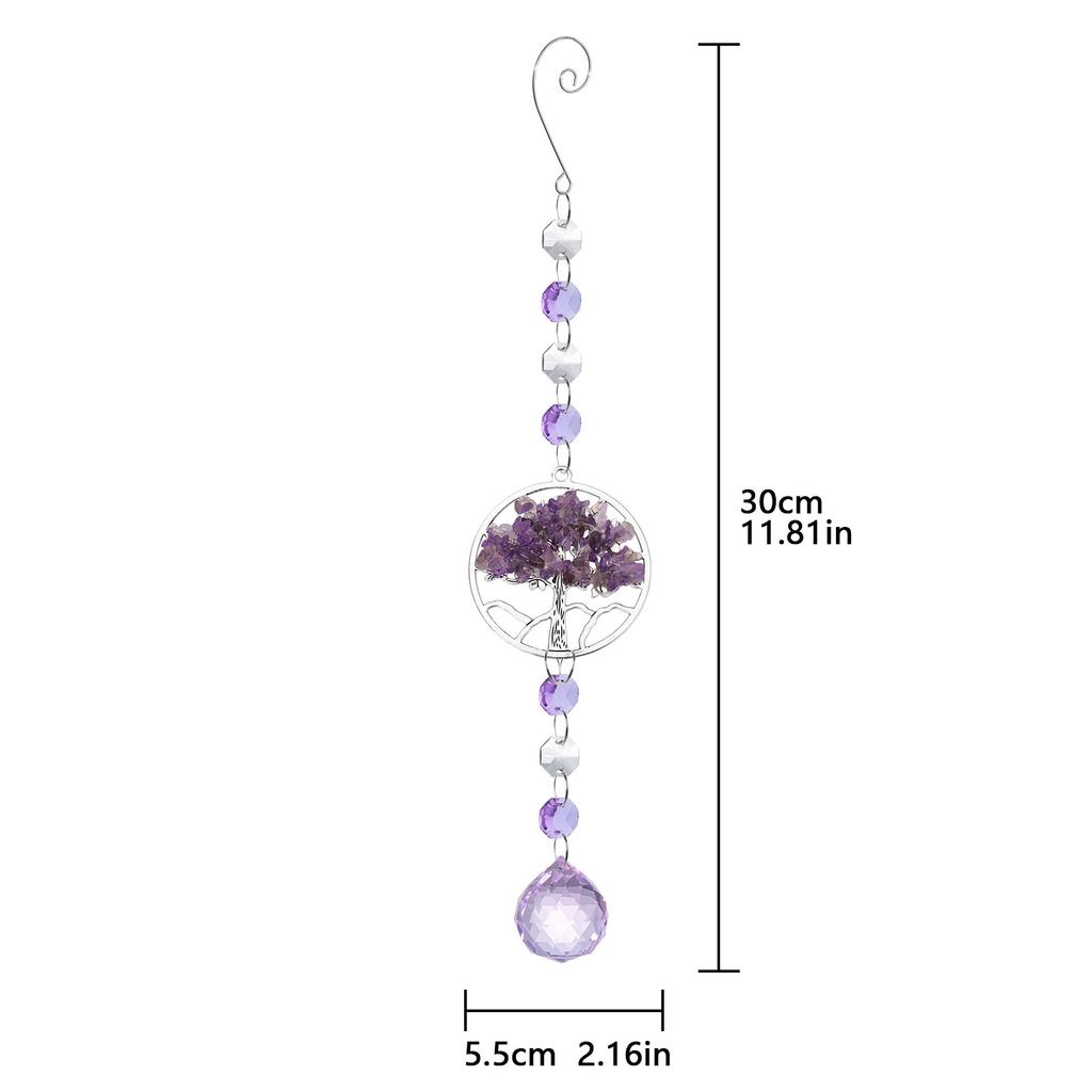 Tree of Life Crystal Suncatcher Hanging Catcher Pendants Wind Chimes Rainbow Prism Window Drop Bell Christmas Tree Home Decor