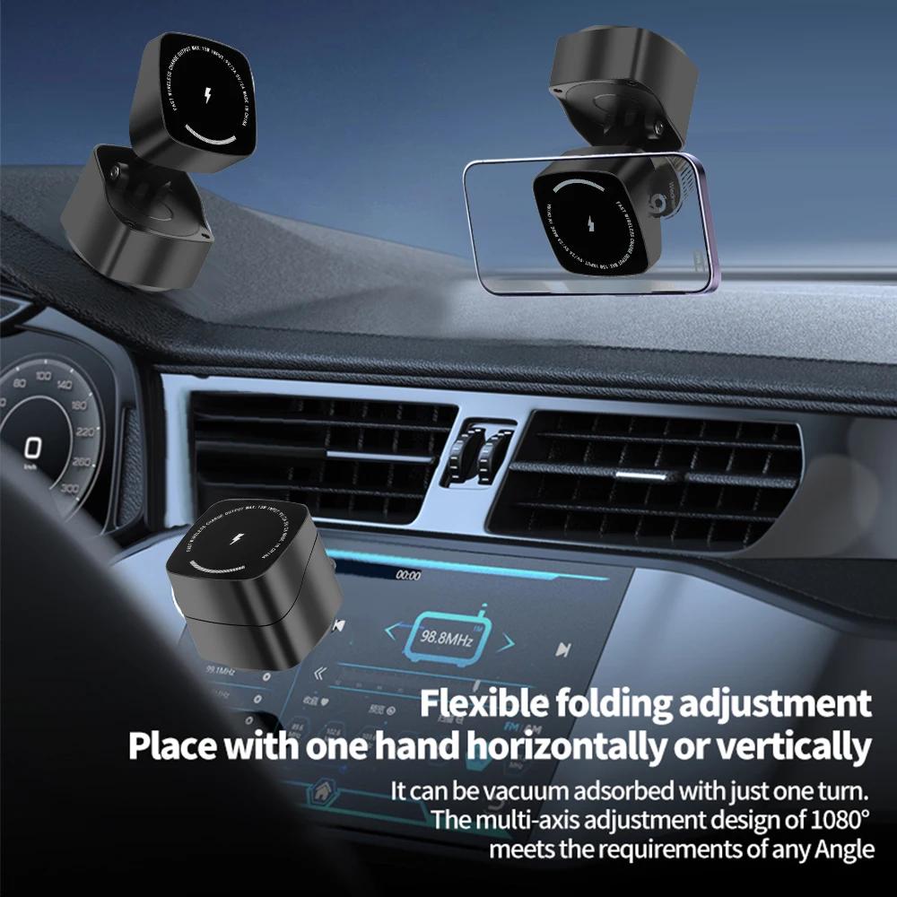 

15 Вт Беспроводное Зарядное Устройство Автомобильный Держатель для Телефона Магнитная Присоска Держатель для Телефона Автомобильное Крепление Быстрая Зарядка для iPhone 15 14 13 Pro Max чёрный