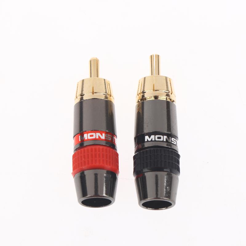 2/6/10Pcs Solder Plug Gold-Plated Monster Copper Male Plug Wiring Audio And Video Red Black Extension Socket