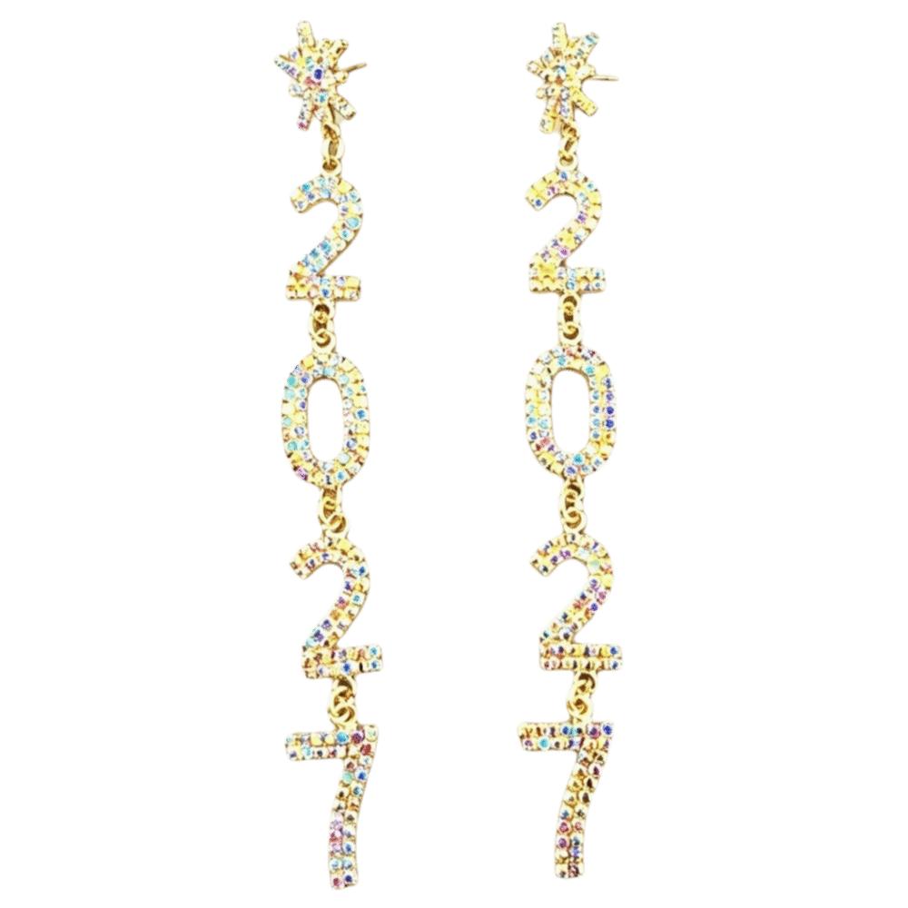 1 Pair/Set Fashion 2027 Digital Earrings 2027 Number Pendant Earrings Celebration Holiday