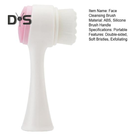 2-In-1 Face Cleansing Brush Double-sided Silicone Soft Bristles Makeup Removal Exfoliating Deep Pore Cleaning Manual Face Wash Scrubber Facial