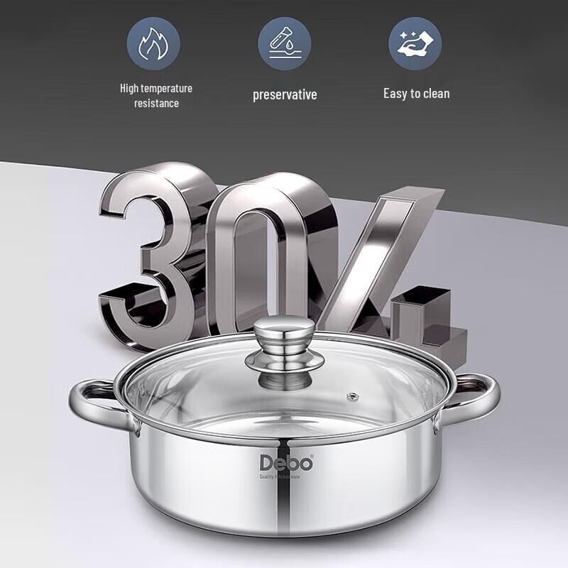 Debo 28cm 304 Stainless Steel Non-Coated Soup Pot