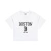 MLB Collegiate Style Boston Red Sox Summer Breathable High-Value American Vintage Short Sleeve T-Shirt Women T-Shirts White 3FTSV0333-43WHS