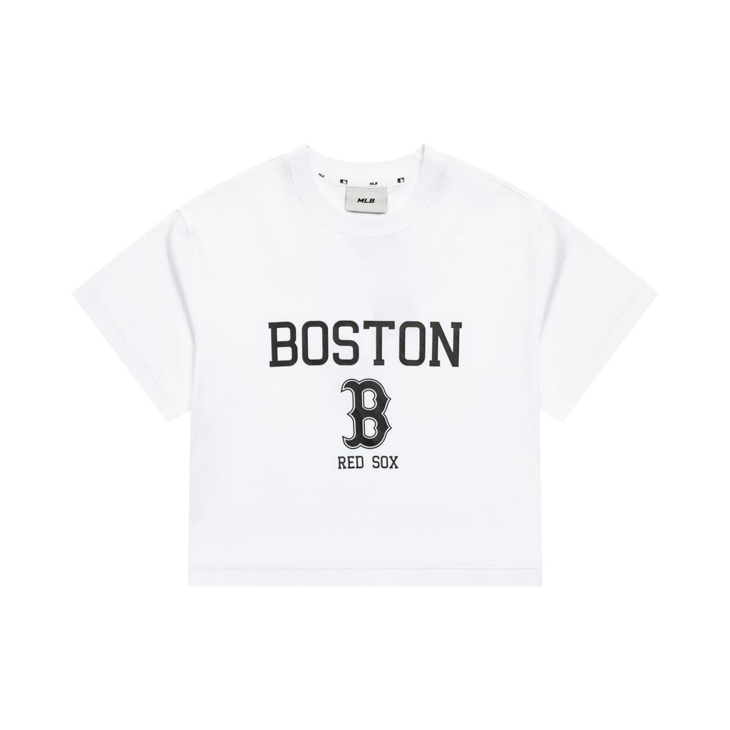 MLB Collegiate Style Boston Red Sox Summer Breathable High-Value American Vintage Short Sleeve T-Shirt Women T-Shirts White 3FTSV0333-43WHS
