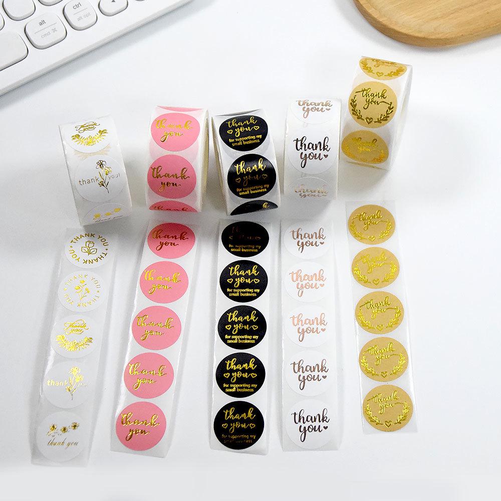 Gold Foil Stamped Colored Kraft Paper Labels for Takeaway & Baking Packaging