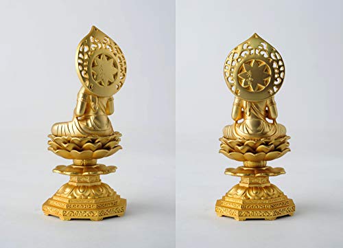 15cm Seishi Bodhisattva Buddhistische Statue (Vergoldet/24 Karat Gold) vom Bildhauer: Shuun Makita. Originalmodell (Jahr des Pferdes). Tierkreis-Schutzgott. T.