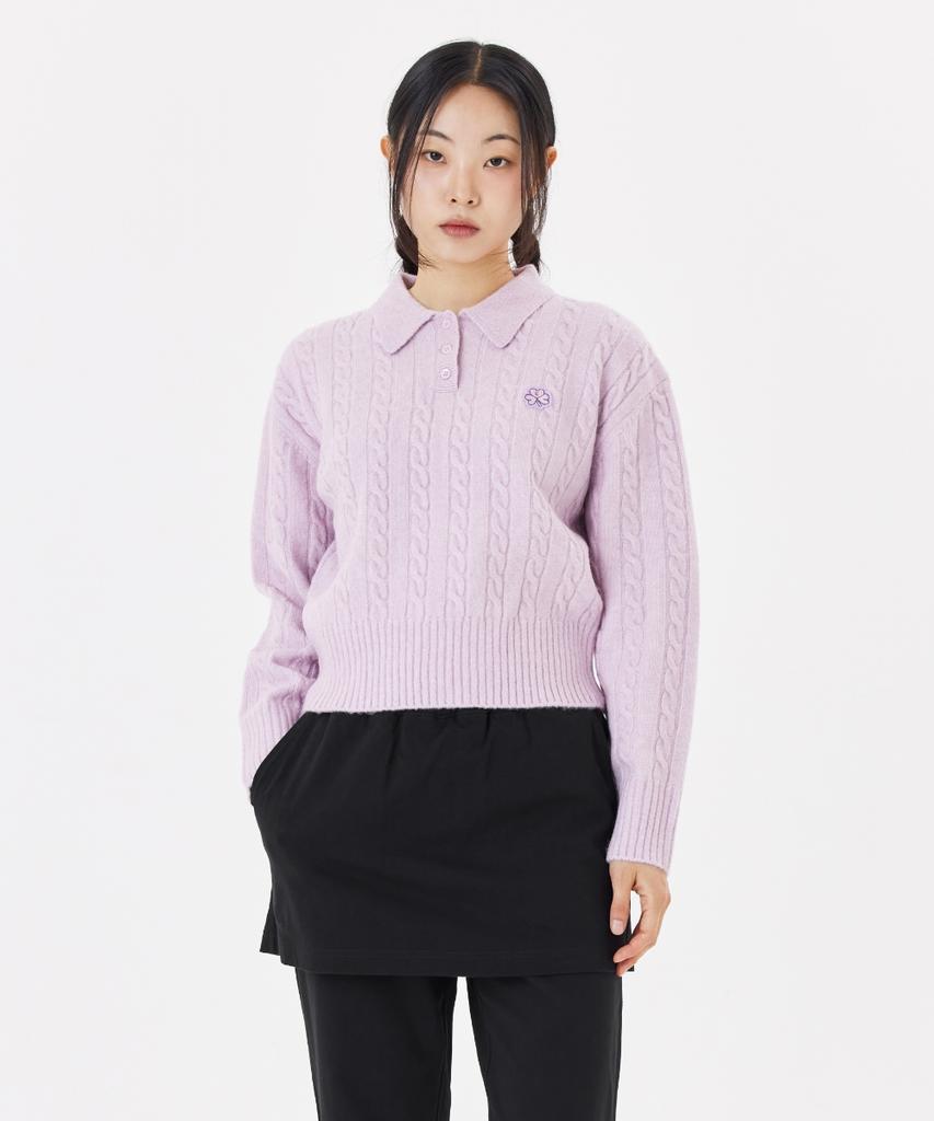 MARK GONZALES Women'S Club Cable Collar Knit - Baby Pink