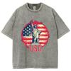 USA American Statue Of Liberty Women's T-Shirt Loose Wash Oversized Short Sleeve Fashion Simple Top